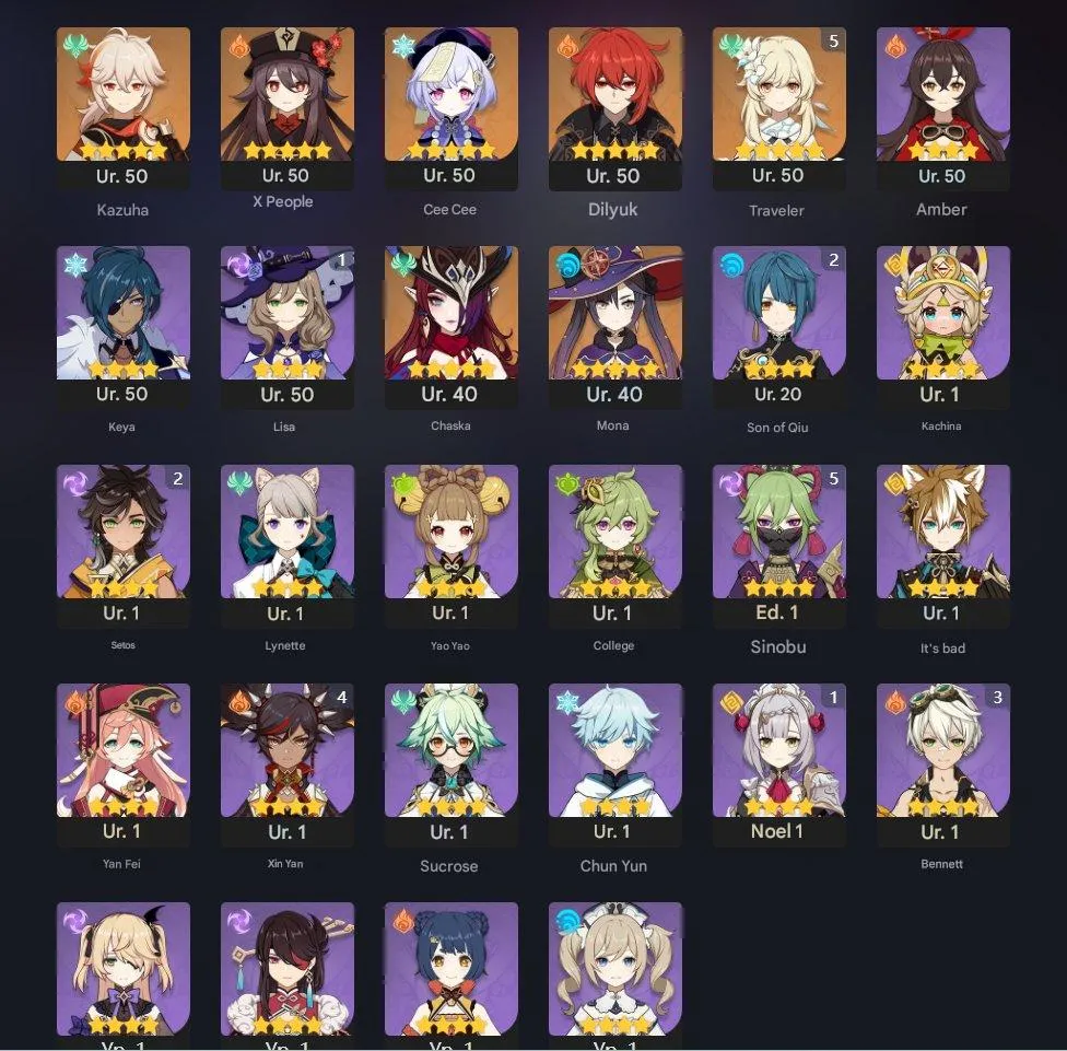 GI1360 Six 5 STAR Chasca, Hu Tao, Kazuha, Qiqi, Diluc and Mona + Staff of Homa & A Thousand Floating Dreams 